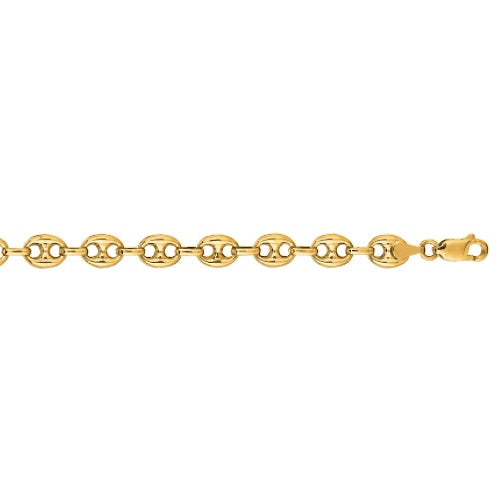 12mm Puffed Mariner Bracelet 14K Real Gold Puffed Mariner Link Chain Bracelet, Unisex Bracelet Mens Gold Bracelet