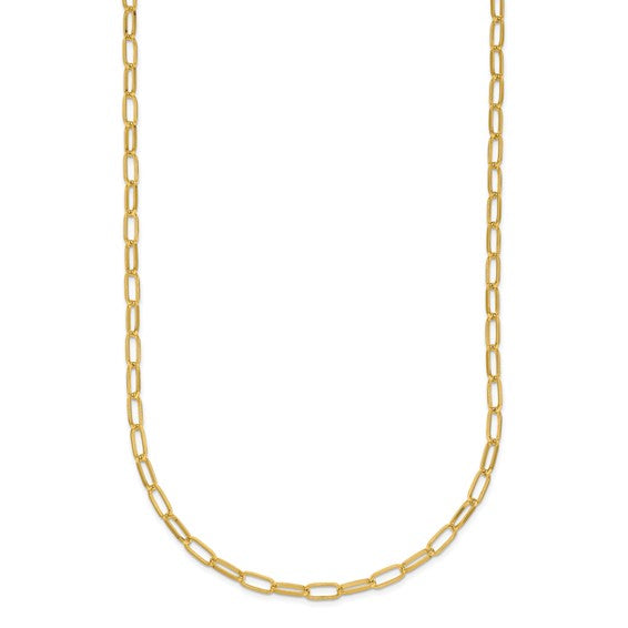 Oval Flat Link Solid Gold Chain Necklace