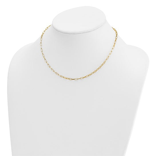 Oval Flat Link Solid Gold Chain Necklace