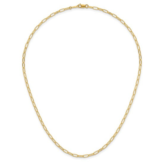 Oval Flat Link Solid Gold Chain Necklace