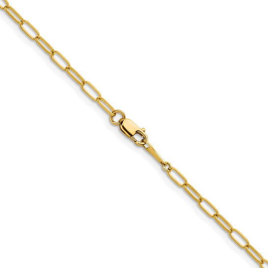 Oval Flat Link Solid Gold Chain Necklace