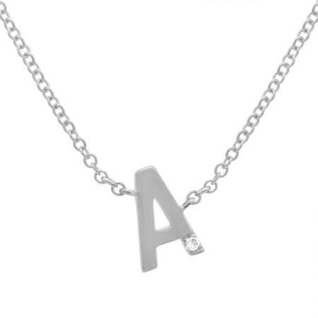 Small Diamond Block Initial Necklace