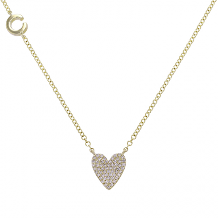 Personalized Gold Initial & Diamond Heart Necklace