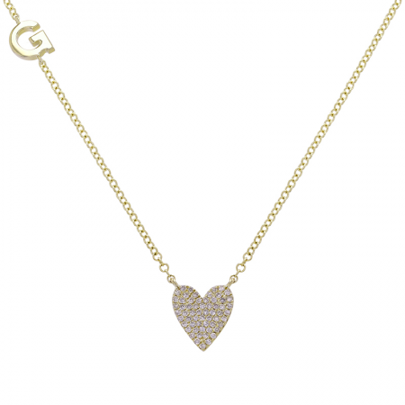 Personalized Gold Initial & Diamond Heart Necklace