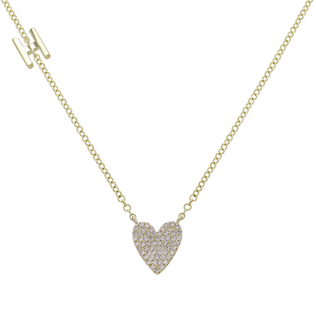 Personalized Gold Initial & Diamond Heart Necklace