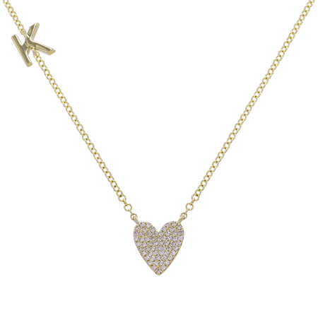 Personalized Gold Initial & Diamond Heart Necklace