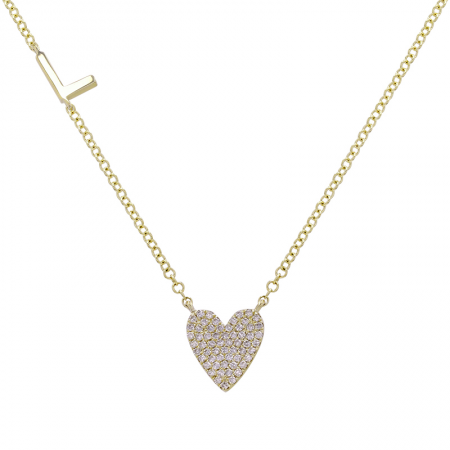 Personalized Gold Initial & Diamond Heart Necklace