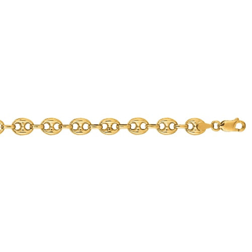 Gold Puffed Mariner Chain Bracelet