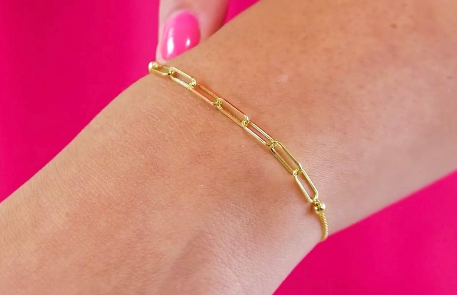 Gold Paperclip Bolo Bracelet