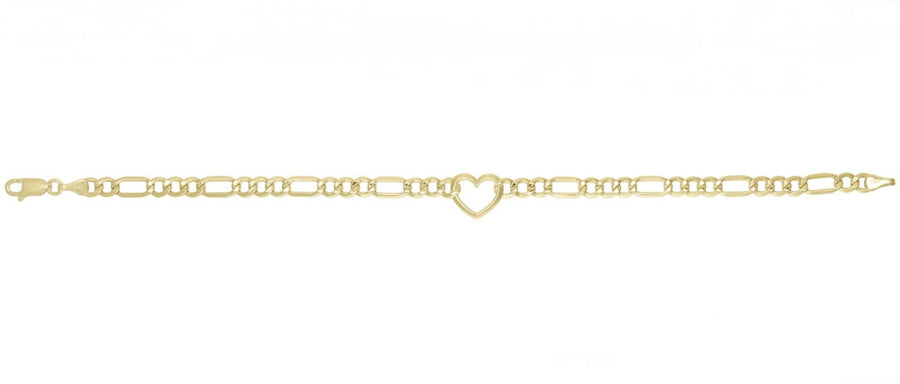 Open Heart Figaro Chain Bracelet