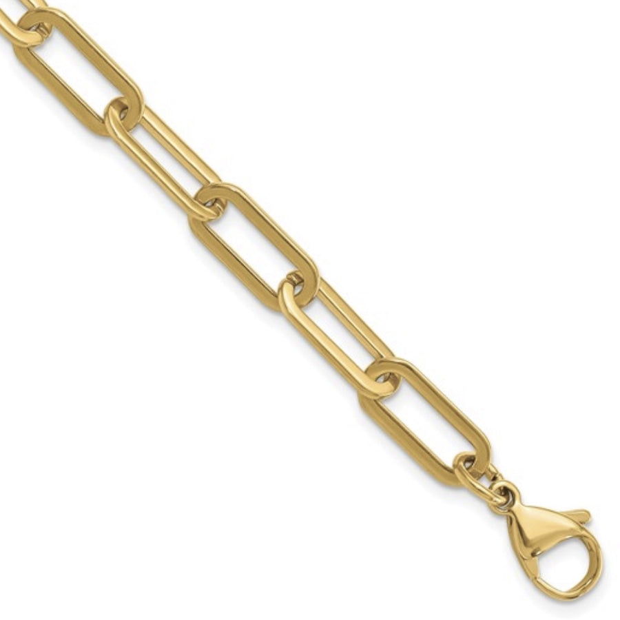 Yellow Stainless Steel 6.5mm Paperclip Link Bracelet