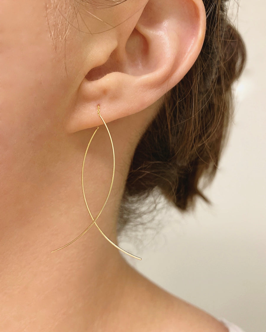 Curved Gold Threader Earrings