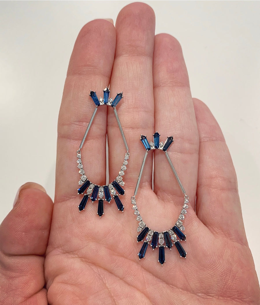 Best Dressed Blue Sapphire & Diamond Hinged Earrings