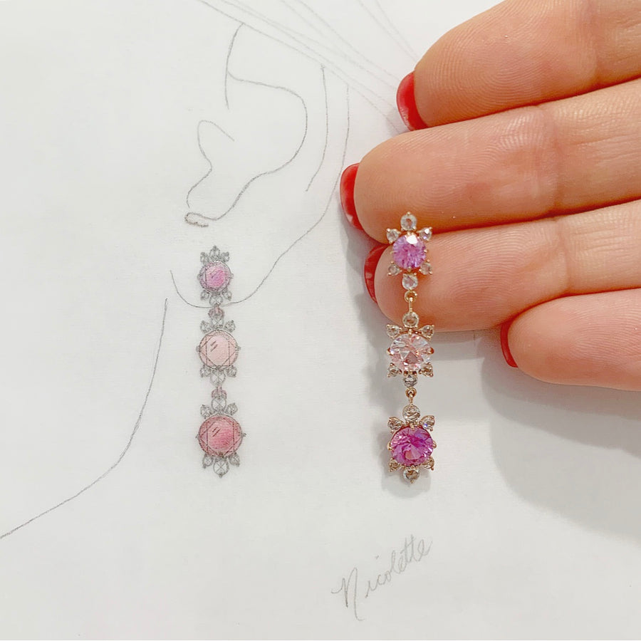 Pretty Please Pink Sapphire & Diamond Drop Earrings