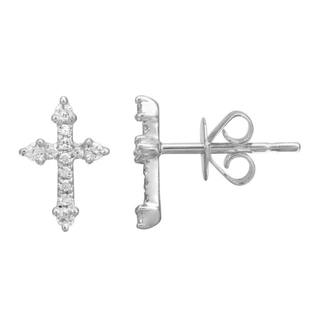 Budded Diamond Cross Studs