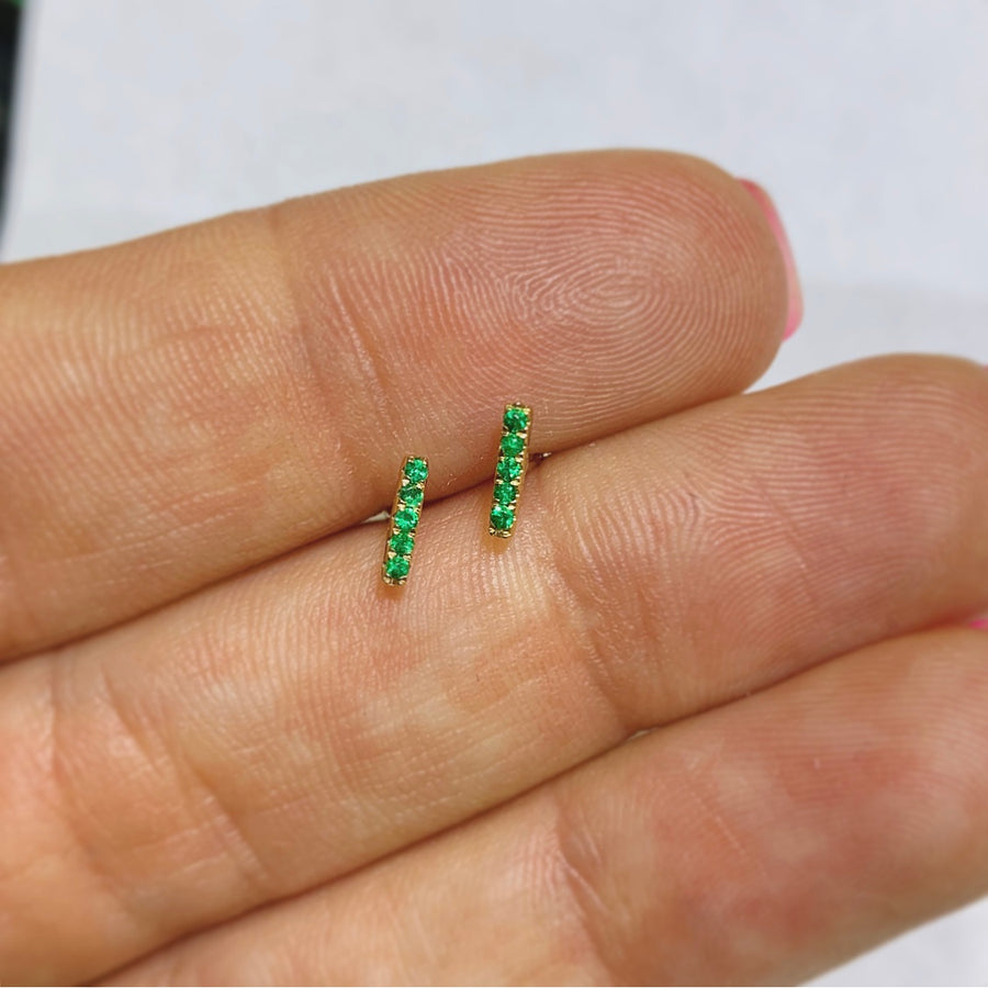 Mini Emerald Line Studs