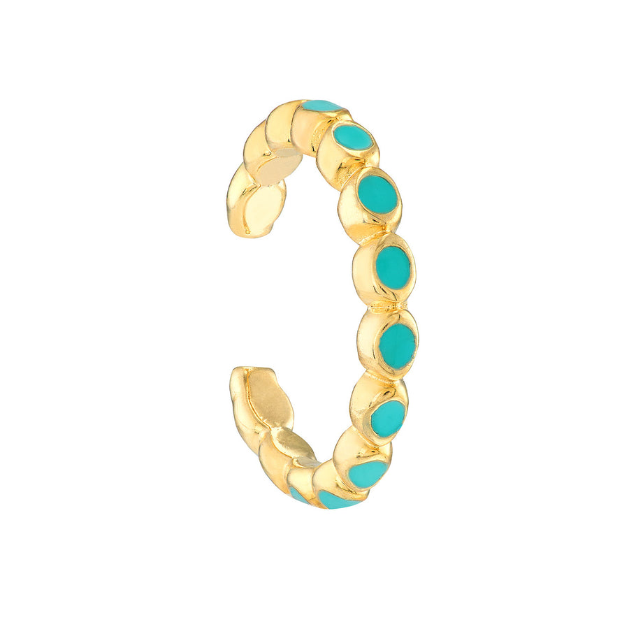 Turquoise Enamel Single Gold Ear Cuff