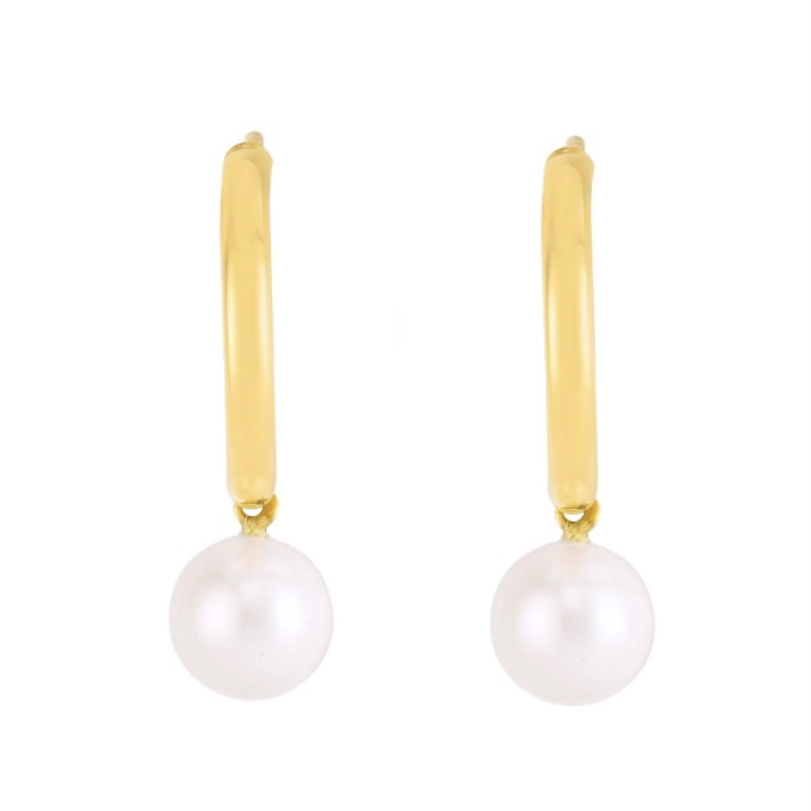 Dangling Pearl Half-Hoop Earrings