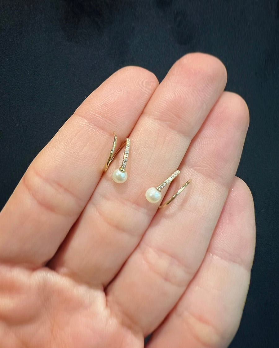 Pearl & Diamond Spiral Threader Earrings