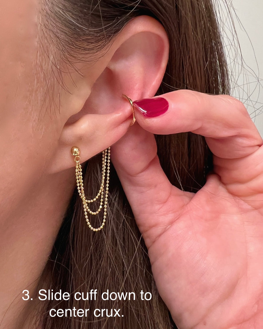 Triple Strand Stud to Cuff Earrings