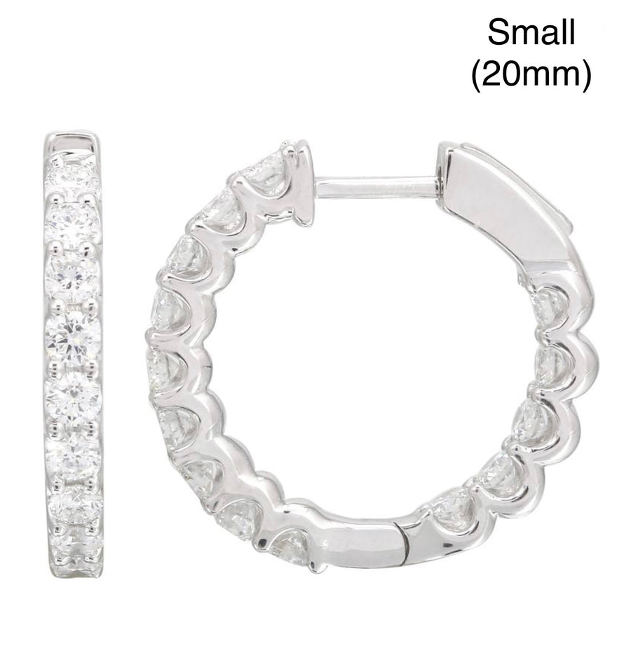 Inside Out Shared Prong Diamond Hoops