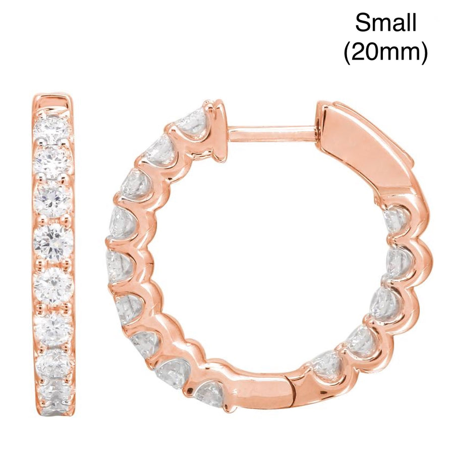 Inside Out Shared Prong Diamond Hoops