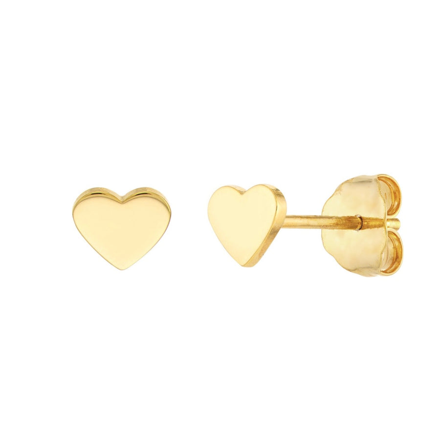 Flat Heart Gold Studs