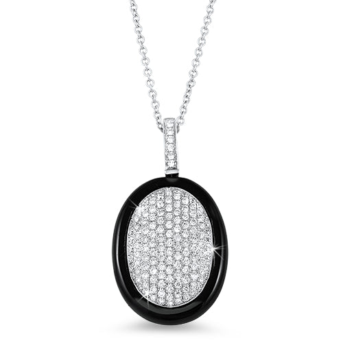Black Onyx & Diamond Oval Pendant