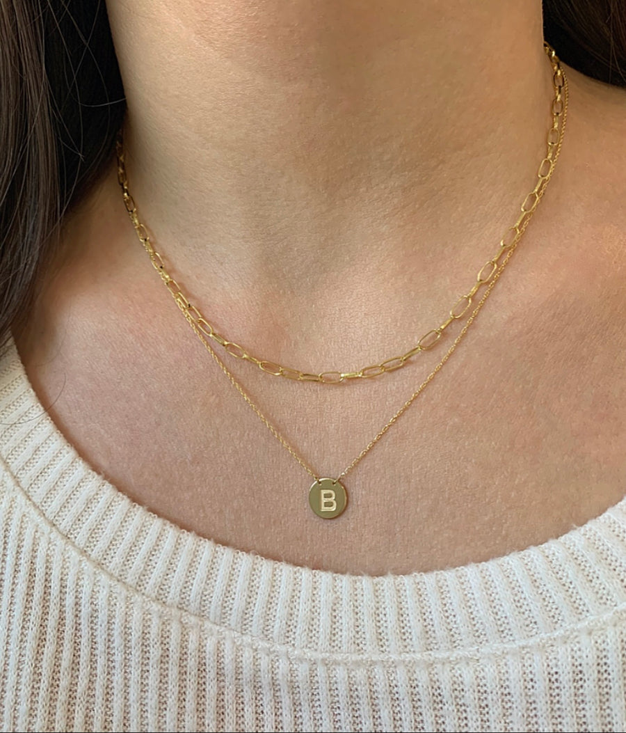 Oval Flat Link Solid Gold Chain Necklace