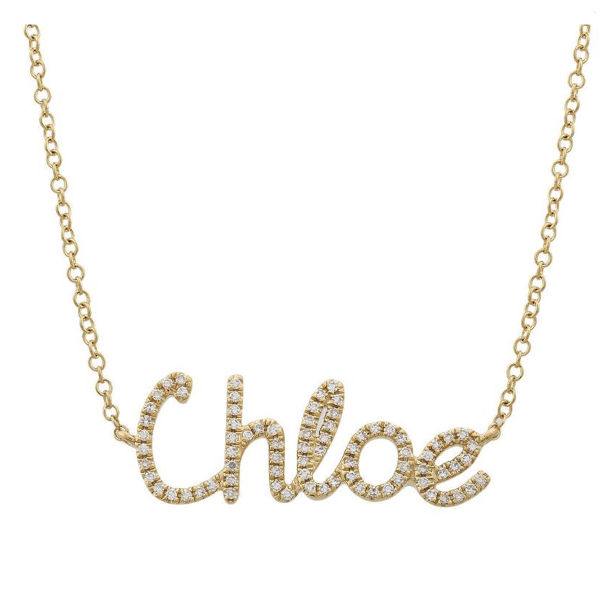 Diamond Script Name Necklace on Cable Chain
