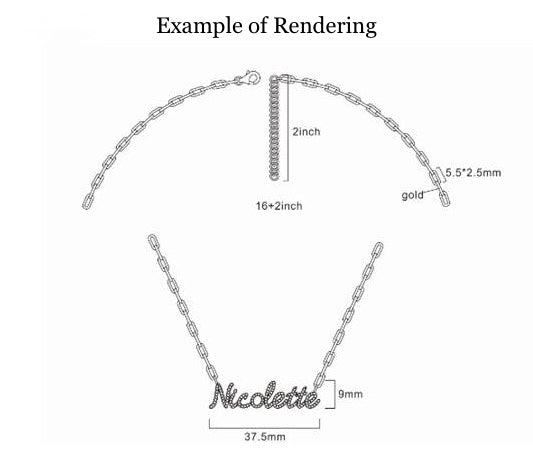Diamond Script Name Necklace on Paperclip Chain