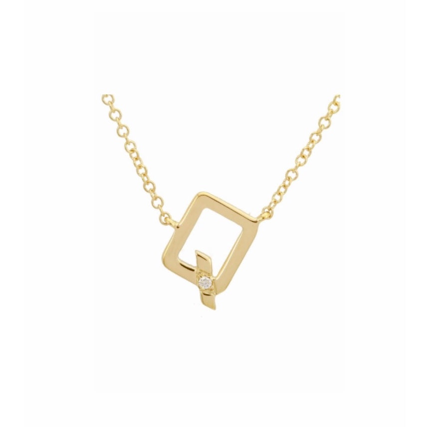 Small Diamond Block Initial Necklace