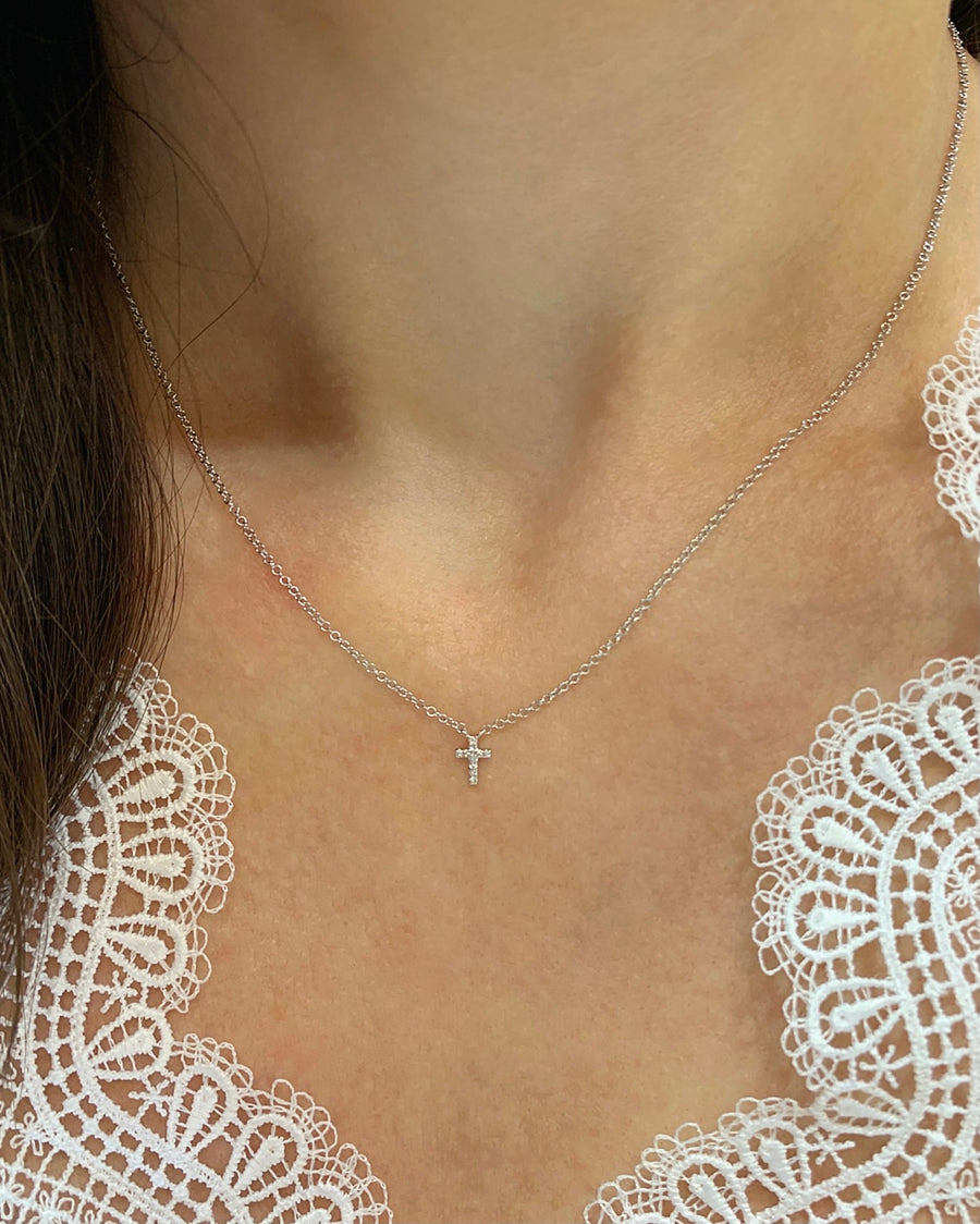 Petite Pavé Diamond Cross Necklace