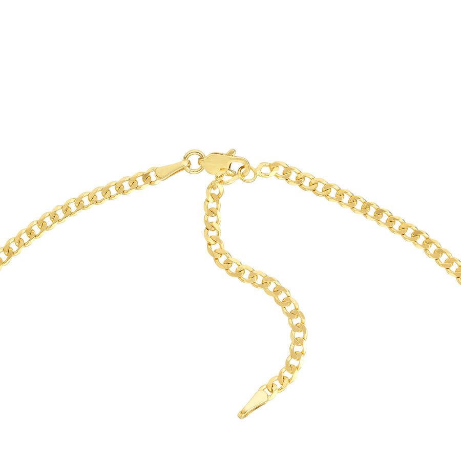Graduated Diamond Solid Curb Chain Necklace
