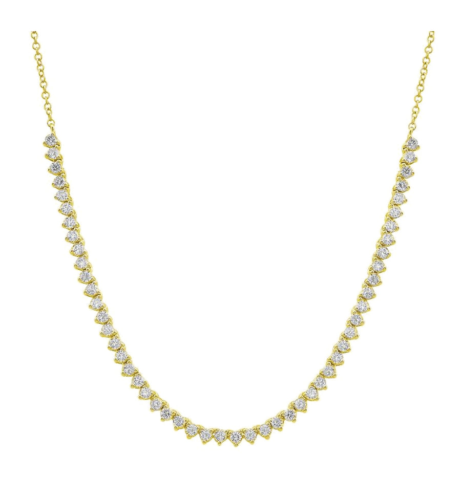 3-Prong Diamond Frontal Tennis Necklace