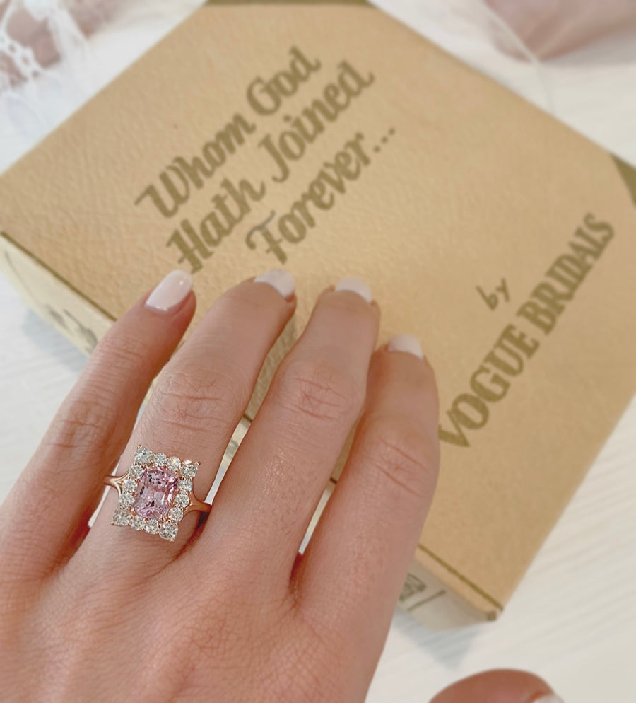 Light Pink Spinel and Diamond Ring