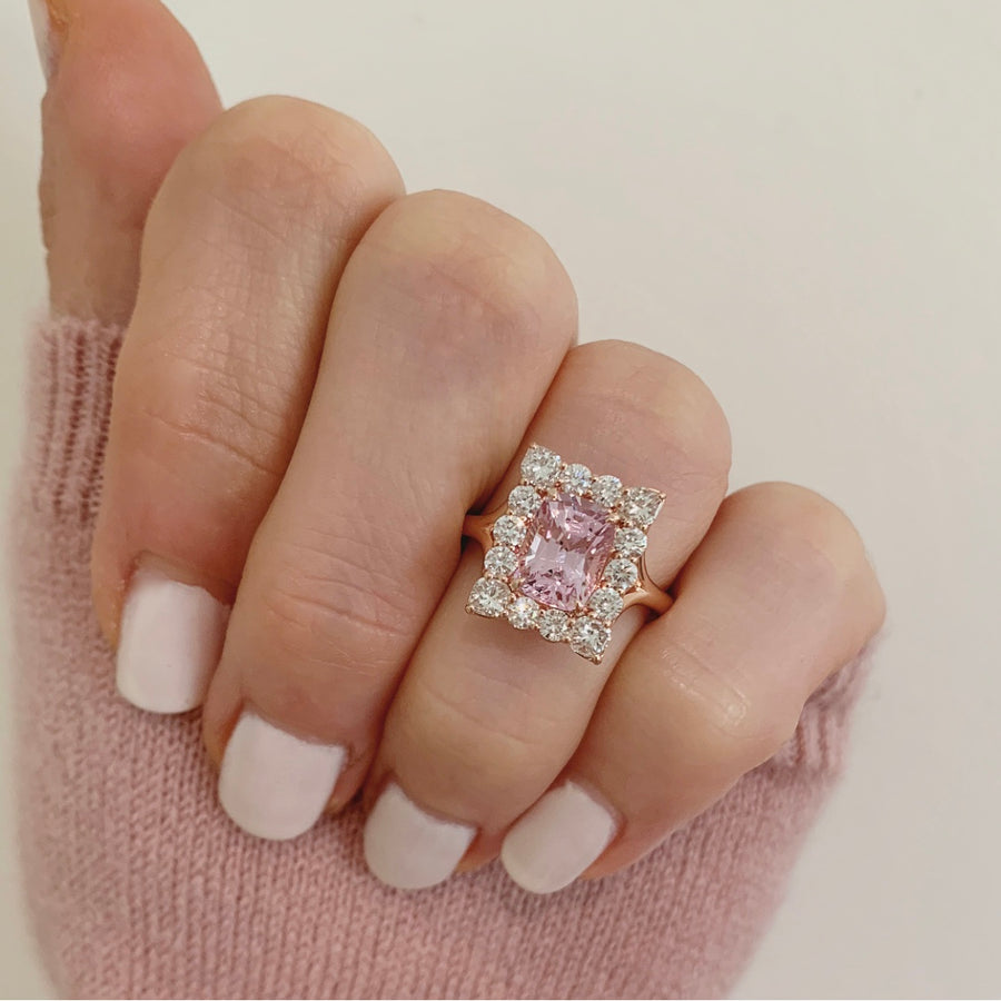 Light Pink Spinel and Diamond Ring