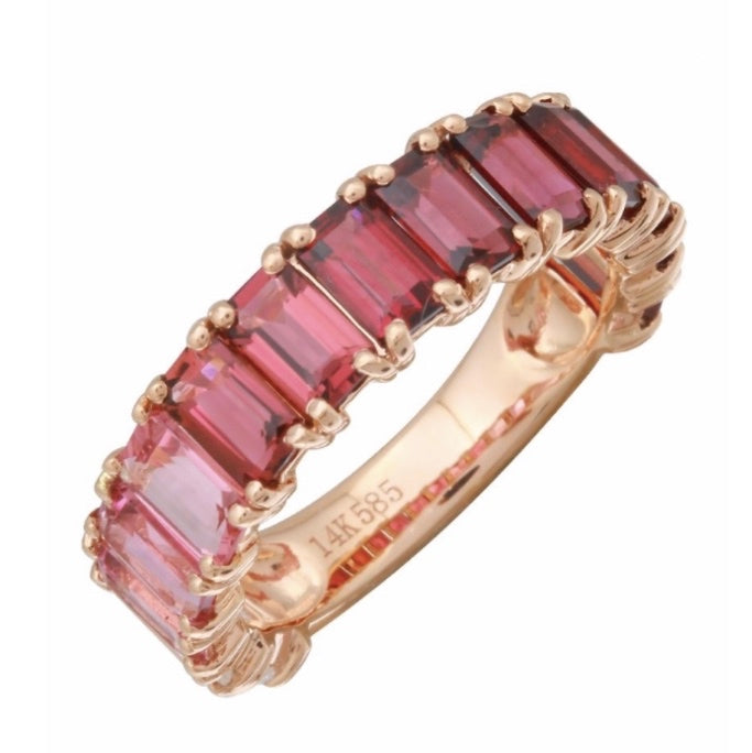 Red/Pink Ombré Emerald-Cut Band