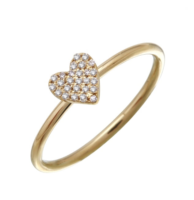 Small Pavé Heart Stacking Ring